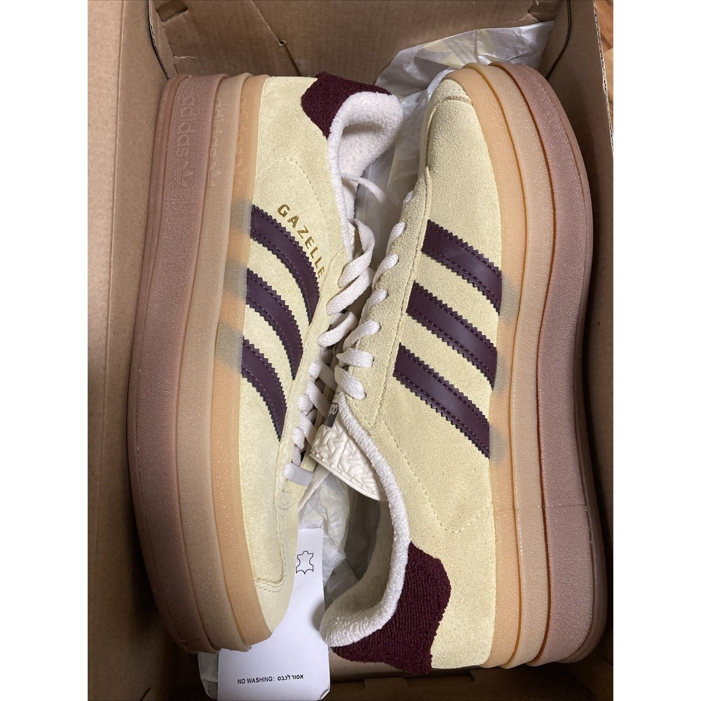 adidas Gazelle Bold Women's Size 9 Almost Yellow Maroon Sneakers Shoes IF5937 - Picture 8 of 8